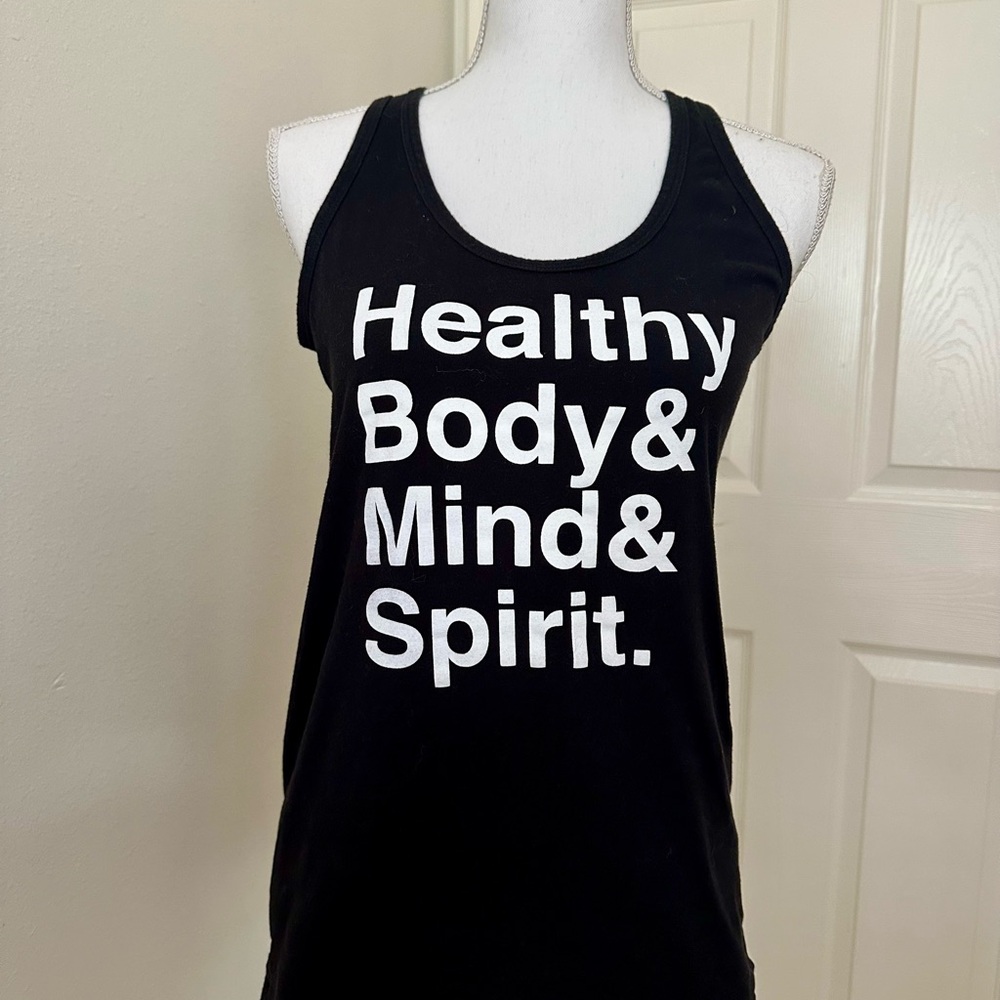 Black Yoga Tank Top with Motivational Print